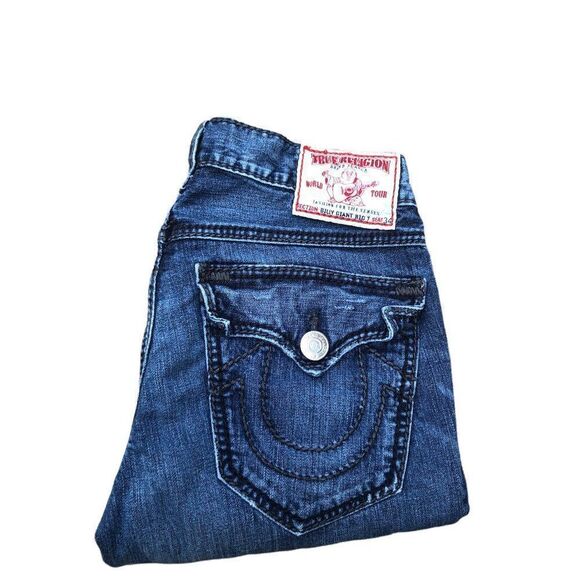 Vintage True Religion Jeans Size 32 BILLY GIANT BIG T Blue - Picture 4 of 8